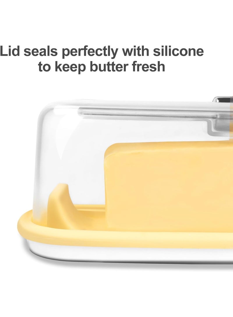 ChicAbode طبق زبدة محكم الإغلاق مع غطاء وسكين، صينية زبدة من السيليكون الآمن غذائيًا (قابلة للإزالة)، سهل الاستخدام، مناسب للفريزر وسطح المطبخ، آمن للغسل في غسالة الأطباق - Image 4